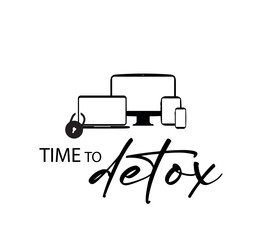 time to detox sign on white background