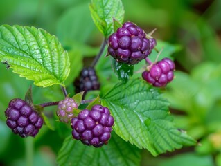Ripe blackberries on the vine