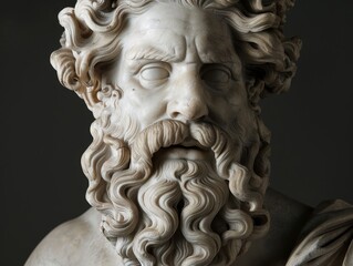 Detailed marble sculpture of an ancient greek philosopher
