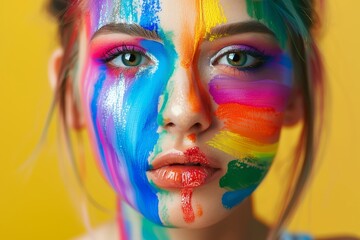 Vibrant face paint portrait