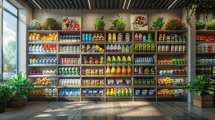 Fototapeta premium Profile Picnic: Side View Splendor in Supermarkets