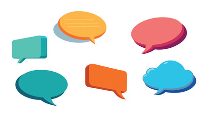 3d speech bubbles. White chat message text bubble, thinking and dialogue empty balloons. Thought comic clouds, online talking box isolated vector set.