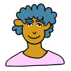 isolated young men character portrait in doodle style in vector. line art for avatar design sticker coloring postcard poster print