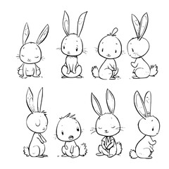Baby Rabbit SVG, Rabbit Svg, Rabbit Clipart, Doodle Animal Svg, Doodle Rabbit Svg, Cute Rabbit Svg, Rabbit Png, Rabbit Vector, Jungle Animal Svg, Cute Baby Rabbit Svg, Rabbit Outline Svg, Kids Colorin