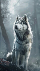 Beautiful husky, standing, , cellphone, smartphone background or wallpaper.