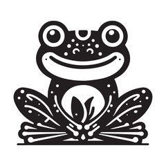 Frog silhouette black vector flat illustration.