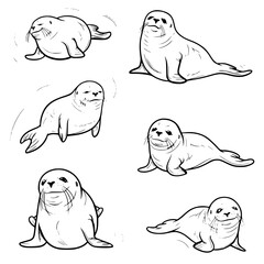 Obraz premium Baby Seal SVG, Seal Svg, Seal Clipart, Doodle Animal Svg, Doodle Seal Svg, Cute Seal Svg, Seal Png, Seal Vector, Jungle Animal Svg, Cute Baby Seal Svg, Seal Outline Svg, Kids Coloring Svg, Nursery Svg