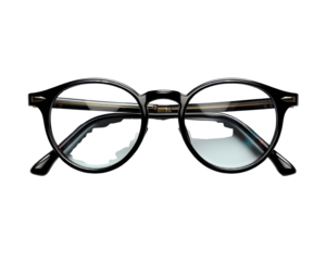 Black plastic framed glasses with clear lenses.