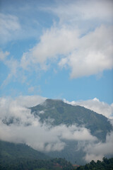 Green mountains and mist after rain.