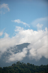 Green mountains and mist after rain.