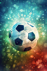 Naklejka premium Dynamic presentation of a football match. AI generative.
