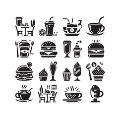 Set of cafe icons, restaurant icon, food and drink vector illustration icon design 
