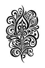 Obraz premium Botanical black and white pattern. For use on tattoos, posters, textiles, T-shirt printing. Generated by Ai