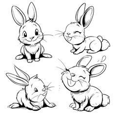 Baby Rabbit SVG, Rabbit Svg, Rabbit Clipart, Doodle Animal Svg, Doodle Rabbit Svg, Cute Rabbit Svg, Rabbit Png, Rabbit Vector, Jungle Animal Svg, Cute Baby Rabbit Svg, Rabbit Outline Svg, Kids Colorin