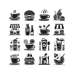 Set of cafe icons, restaurant icon, food and drink vector illustration icon design 