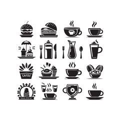 Set of cafe icons, restaurant icon, food and drink vector illustration icon design 