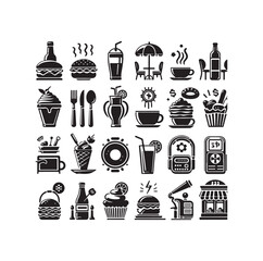 Set of cafe icons, restaurant icon, food and drink vector illustration icon design 