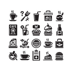 Set of cafe icons, restaurant icon, food and drink vector illustration icon design 
