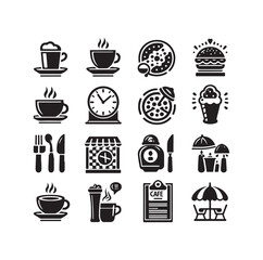 Set of cafe icons, restaurant icon, food and drink vector illustration icon design 