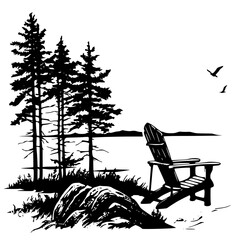 Adirondack Chair png, Adirondack Chair, Chair vector, Adirondack Scene SVG, Beach chair svg, Lounge chair svg, Muskoka clip art, Camping Cabin, Campfire Svg, Adirondack chair SVG, camping svg, forest,