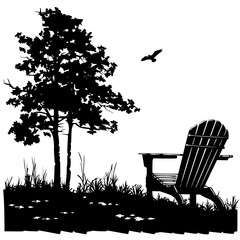 Adirondack Chair png, Adirondack Chair, Chair vector, Adirondack Scene SVG, Beach chair svg, Lounge chair svg, Muskoka clip art, Camping Cabin, Campfire Svg, Adirondack chair SVG, camping svg, forest,