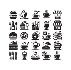 Set of cafe icons, restaurant icon, food and drink vector illustration icon design 