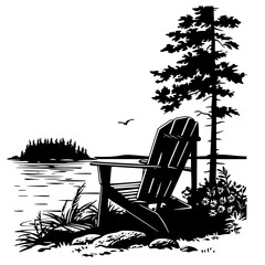 Adirondack Chair png, Adirondack Chair, Chair vector, Adirondack Scene SVG, Beach chair svg, Lounge chair svg, Muskoka clip art, Camping Cabin, Campfire Svg, Adirondack chair SVG, camping svg, forest,