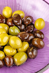 pickled olives and olives in a bowl