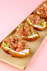 bruschetta with tuna and sauce