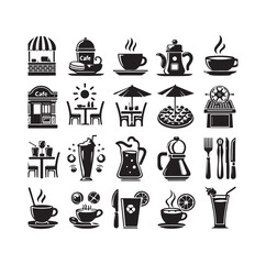 Set of cafe icons, restaurant icon, food and drink vector illustration icon design 