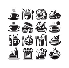 Set of cafe icons, restaurant icon, food and drink vector illustration icon design 