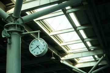 AnalogPublic Clock in the train station for copy space. Railway station.