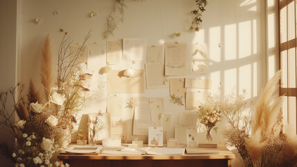 A studio background set up for a wedding planner