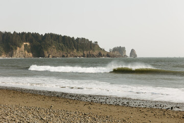 Crashing waves at La Push beach in Washington