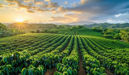 Plantation field with vegetables, scenic landscape agriculture, farmland, created with AI