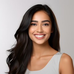 Close up photo portrait of a beautiful young woman. Generative AI.