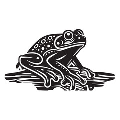 Frog silhouette black vector flat illustration.