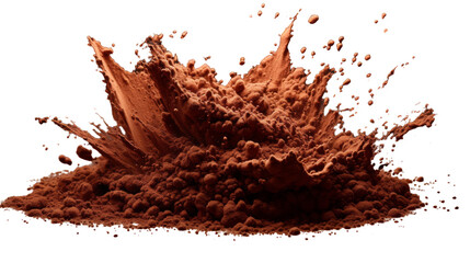 Ground Coffee or Cocoa Burst on Transparent Background.