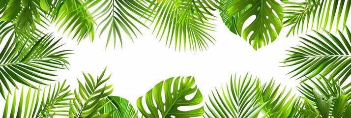 Green palm leaves pattern background