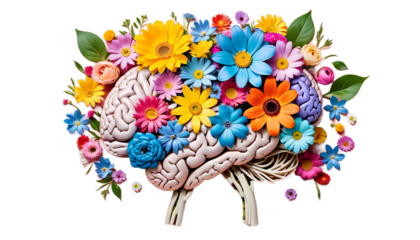 harmony flowers day spring positive happiness colorful mental alth world mind brain care creative concept self human health month week earth poster banner illustration abstract happy mindfulness