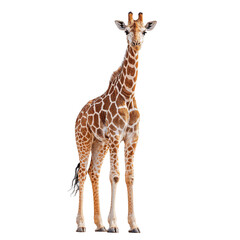 Obraz premium Giraffe Standing Upright Against, transparent Background