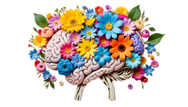 harmony flowers day spring positive happiness colorful mental alth world mind brain care creative concept self human health month week earth poster banner illustration abstract happy mindfulness