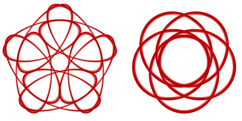 Red Geometric Spirograph Shapes on White Background