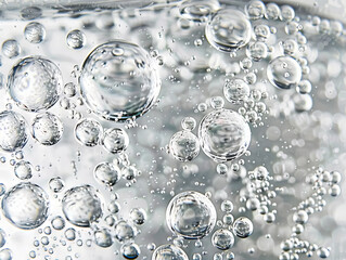 Water bubbles in a glass. - obrazy, fototapety, plakaty