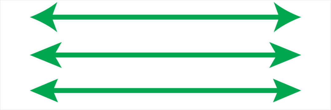 Horizontal dual sided long straight arrow signs. Black, red, stock pointer, direction, position symbol and double arrow icon isolated on white background. Vector graphic illustration. In eps 10