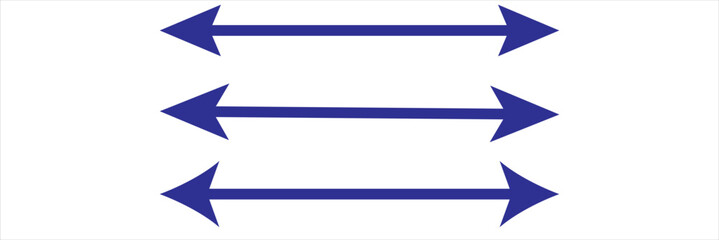 Fototapeta premium Horizontal dual sided long straight arrow signs. Black, red, stock pointer, direction, position symbol and double arrow icon isolated on white background. Vector graphic illustration. In eps 10