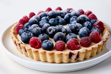 Scrumptious Berry Tart with Juicy Blueberries and Raspberries