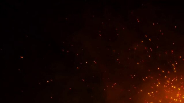 fire gold spark isolated on black background