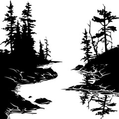 River Scene png, River Scene vector, River Scene clipart, River Landscape svg, River Scene wall art, River Mountain svg, River Scene SVG Bundle, Landscape Svg, Forest Svg, Adventure Svg, Outdoor Svg, 