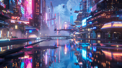 A cyberpunk metropolis ,generative ai